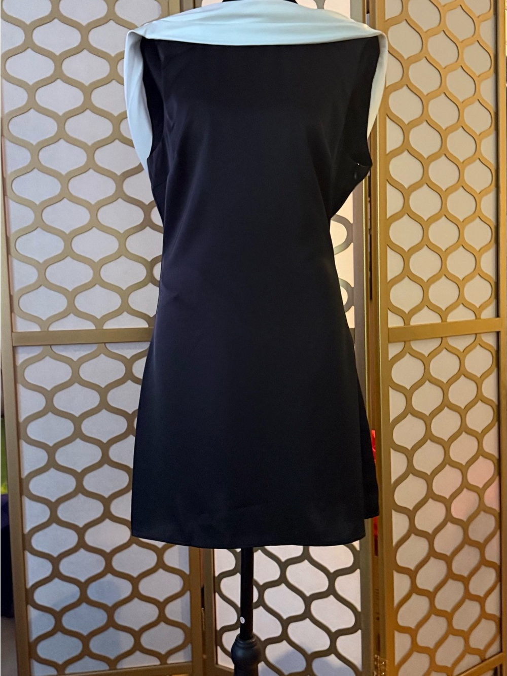 RIHOAS Black Mini Dress with White Collar
